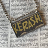 Sunrise, Kerash onomatopoeia, vintage comic book illustration, upcycled to soldered glass pendant