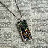 Madeline and Miss Clavel, original illustrations from vintage book, up-cycled to soldered glass pendant