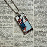 Madeline and Miss Clavel, original illustrations from vintage book, up-cycled to soldered glass pendant