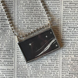 Moon and stars vintage illustrations, up-cycled to hand-soldered glass pendant