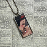 Snow White, vintage illustrations, up-cycled to soldered glass pendant