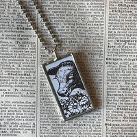 Ferdinand, vintage children's book illustrations, up-cycled to soldered glass pendant