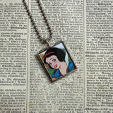 Snow White, vintage illustrations, up-cycled to soldered glass pendant