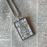 Peter Rabbit, Beatrix Potter, original illustrations from vintage, children's classic book, up-cycled to soldered glass pendant