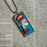 Cat in the Hat, original illustrations from vintage book, up-cycled to soldered glass pendant