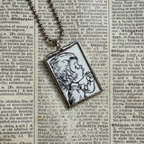 Blueberries for Sal, vintage illustrations, up-cycled to soldered glass pendant