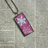 The Snowy Day, vintage children's book illustrations, upcycled to soldered glass pendant