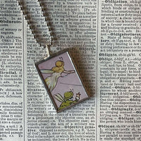 Fairy, Faeries, vintage children's book illustration up-cycled to soldered glass pendant