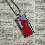 The Snowy Day, vintage children's book illustrations, upcycled to soldered glass pendant
