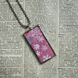The Snowy Day, vintage children's book illustrations, upcycled to soldered glass pendant