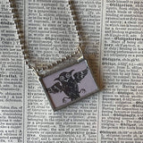 Skull and crossbones, vintage illustrations, hand-soldered glass pendant