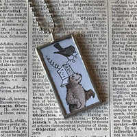 Little Bear, Sendak, vintage children's book illustrations, up-cycled to soldered glass pendant