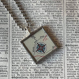 New York City, vintage map upcycled to hand-soldered glass pendant