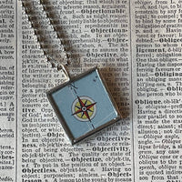 Bombay India vintage map upcycled to hand-soldered glass pendant