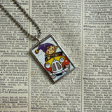 Noddy Elf, vintage children's book illustration, upcycled to soldered glass pendant