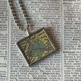 Paris, France, vintage map, hand-soldered glass pendant