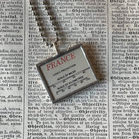 Paris, France, vintage map, hand-soldered glass pendant