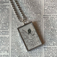 Fairy, Faeries, vintage children's book illustration up-cycled to soldered glass pendant