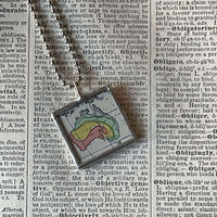 Sydney, Australia, vintage map, hand-soldered glass pendant