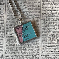 Sydney, Australia, vintage map, hand-soldered glass pendant