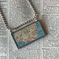 Kauai Hawaii, vintage map, hand-soldered glass pendant