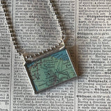 Maui Hawaii, vintage map, hand-soldered glass pendant (Copy)