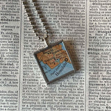 Honolulu, Oahu, Hawaii, vintage map, hand-soldered glass pendant