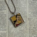 Boris and Natasha, vintage 1970s comic illustration, upcycled to soldered hand-soldered glass pendant