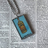 Agave plant, tequila, vintage botanical dictionary illustration, upcycled to soldered glass pendant