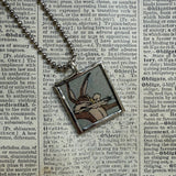 Wile E Coyote and Roadrunner, original vintage 1970s comic book illustrations, upcycled to soldered glass pendant