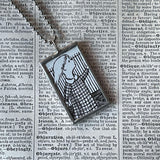 Gorey Gashleycrumb Tinies vintage book illustrations, hand-soldered glass pendant