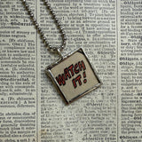 Watch it! GLUB! onomatopoeia, vintage comic book illustration, upcycled to soldered glass pendant