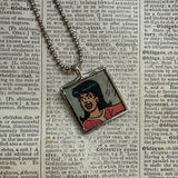 Veronica & Betty, Archie comics, original vintage 1970s comic book illustrations, upcycled to soldered glass pendant