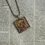 Veronica & Betty, Archie comics, original vintage 1970s comic book illustrations, upcycled to soldered glass pendant