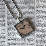 Bat, vampire bat, vintage book illustrations, hand-soldered glass pendant