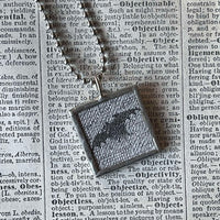 Bat, vampire bat, vintage book illustrations, hand-soldered glass pendant