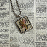 Tom & Jerry, original vintage 1970s comic book illustrations, upcycled to soldered glass pendant