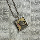 Tom & Jerry, original vintage 1970s comic book illustrations, upcycled to soldered glass pendant