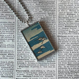 Mt Fuji, Sea Birds, Japanese woodblock prints, up-cycled to hand-soldered glass pendant