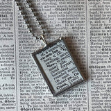 Cumulus clouds, vintage dictionary illustration, upcycled to soldered glass pendant