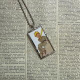 Little Prince, original illustrations from vintage book, up-cycled to soldered glass pendant