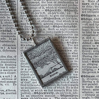 Stratus, Nimbus clouds, vintage dictionary illustration, upcycled to soldered glass pendant