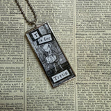 Gorey Gashleycrumb Tinies vintage book illustrations, hand-soldered glass pendant