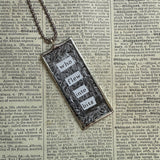 Gorey Gashleycrumb Tinies vintage book illustrations, hand-soldered glass pendant