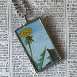 Dandelion, original illustrations from vintage children's book, up-cycled to soldered glass pendant