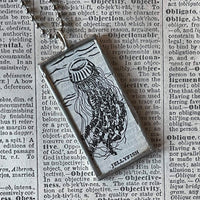 Jellyfish - vintage 1930s dictionary illustration up-cycled to soldered glass pendant