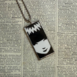 Emily the Strange, vintage illustrations up-cycled to soldered glass pendant