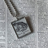 Frog, vintage 1930s dictionary illustration, up-cycled to hand-soldered glass pendant