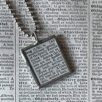 Frog, vintage 1930s dictionary illustration, up-cycled to hand-soldered glass pendant