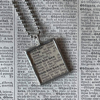 Bee, vintage dictionary illustration, up-cycled to soldered glass pendant